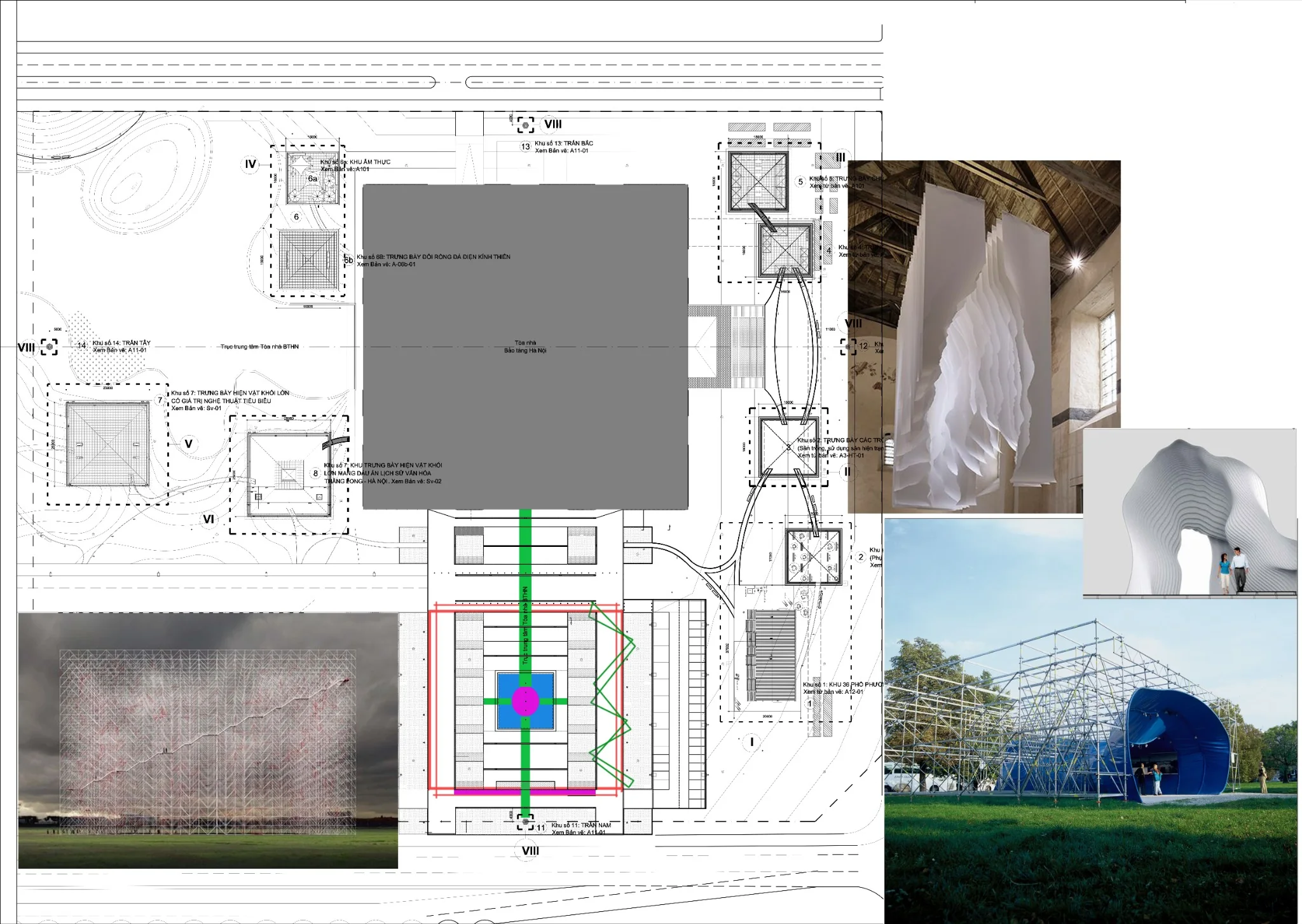 Hanoi Museum Exhibition — site plan and reference studies